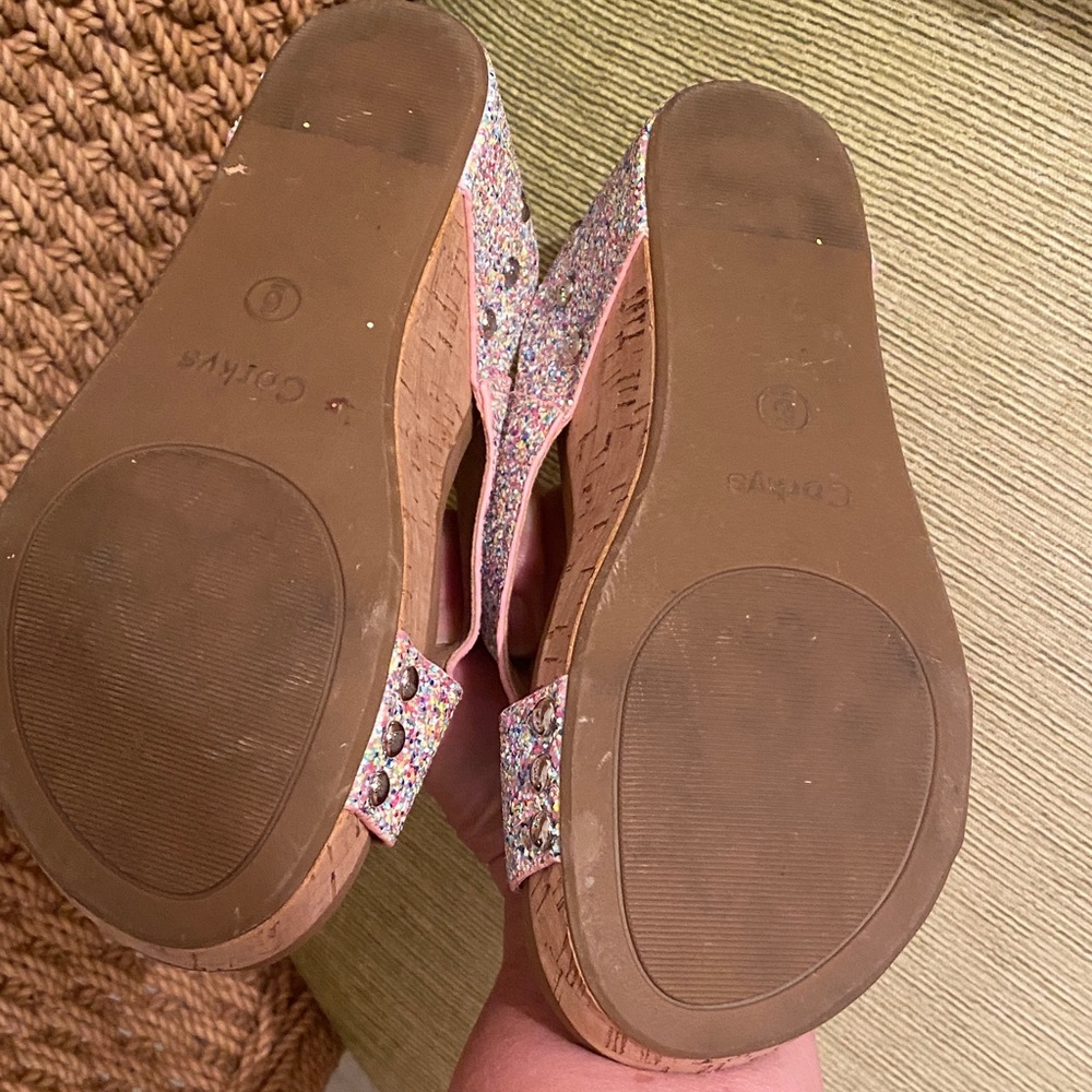 Corkys Pink Multi-Color Confetti Wedges. Good Condition. Size 6 Gorgeous Sandals - Picture 8 of 10